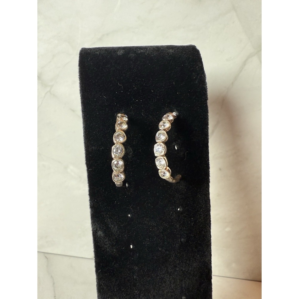 Semi Hoop Bright Rhinestone Pierced‎ 1" Dressy Earrings